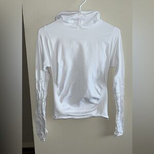 Free people XS small long sleeve white compression running hoodie top